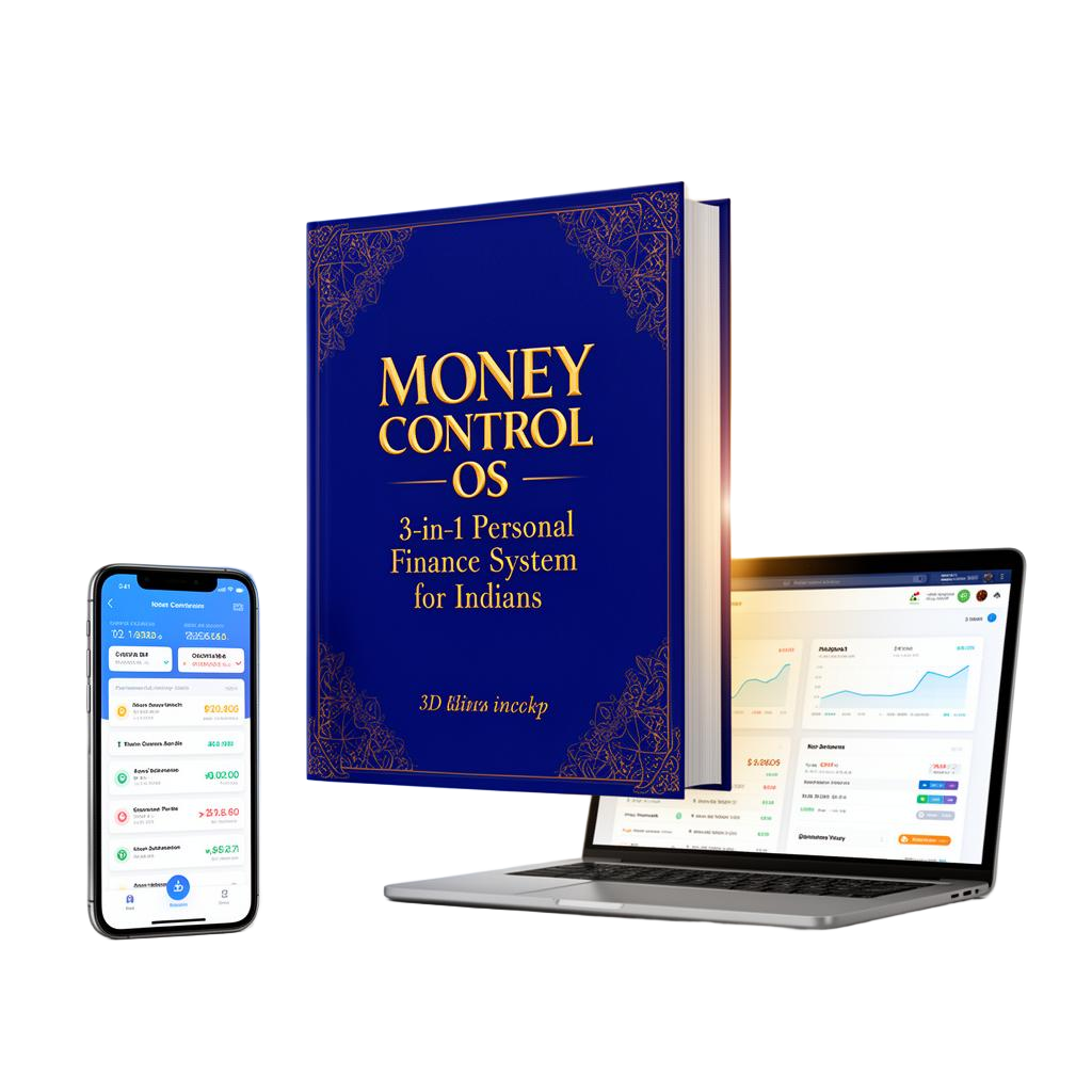 Money Control OS ebook with mobile and laptop mockup